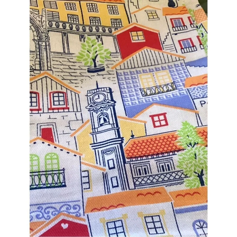 NWT. Portugal Towns 100% Cotton Fabric/Tablecloth